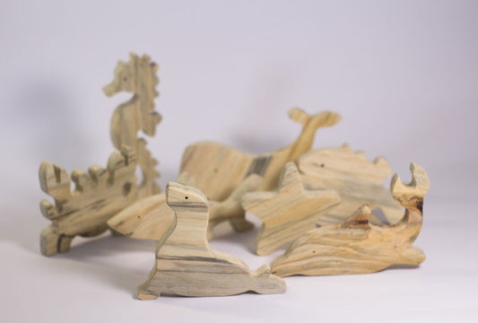 Colección de animales del mar en madera x 9