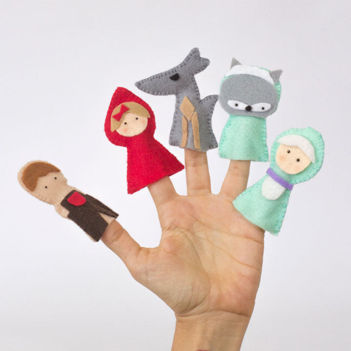 Little Red Hood fabric puppets