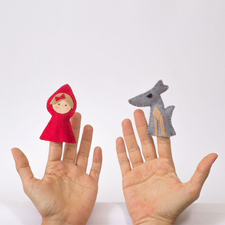 Little Red Hood fabric puppets